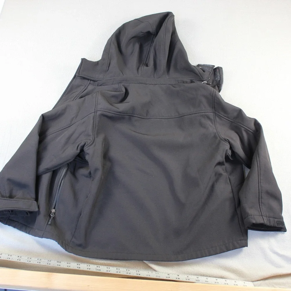 Reebok Softshell Jacket Boys Size 8 Black Excellent Fleece Lined Hooded Coat